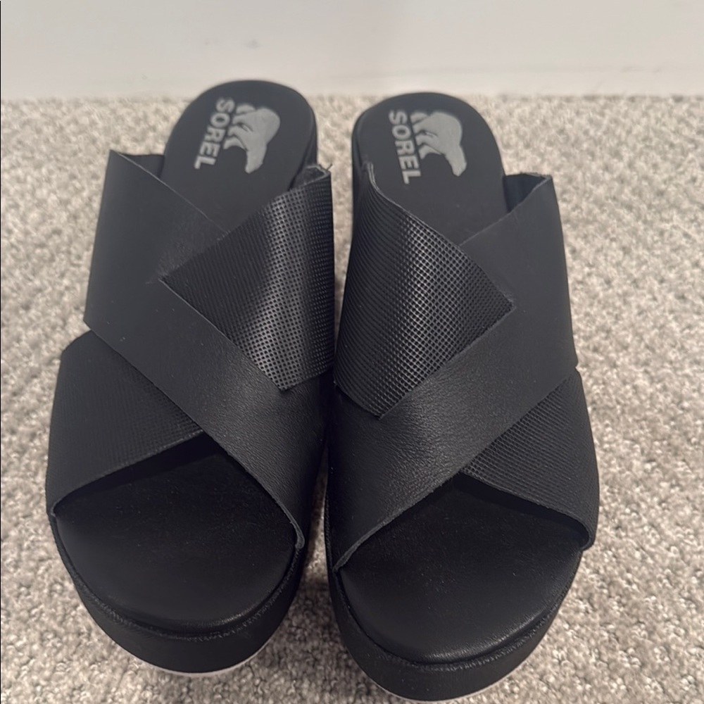 Sorel Women's Black Crisscross Mules